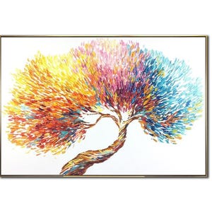 Large Abstract Tree of Life Painting Vibrant Colorful Acrylic Nature-Inspired Art in Rainbow Tones for Modern Wall Decor