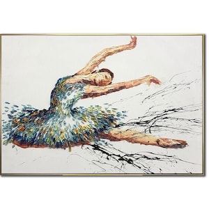 Original Elegant Ballerina Painting On Canvas Modern Abstract Art Oil Painting Textured Wall Decor for Living Room or Office20x28&quot;