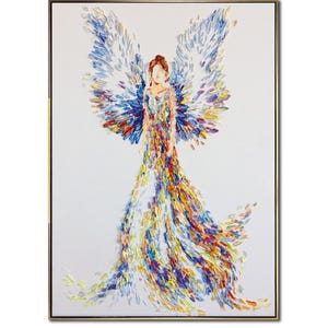 Colorful Abstract Angel Painting on Canvas Original Gift Idea for Woman Commissioned Fairy Artwork by Ukrainian Artist