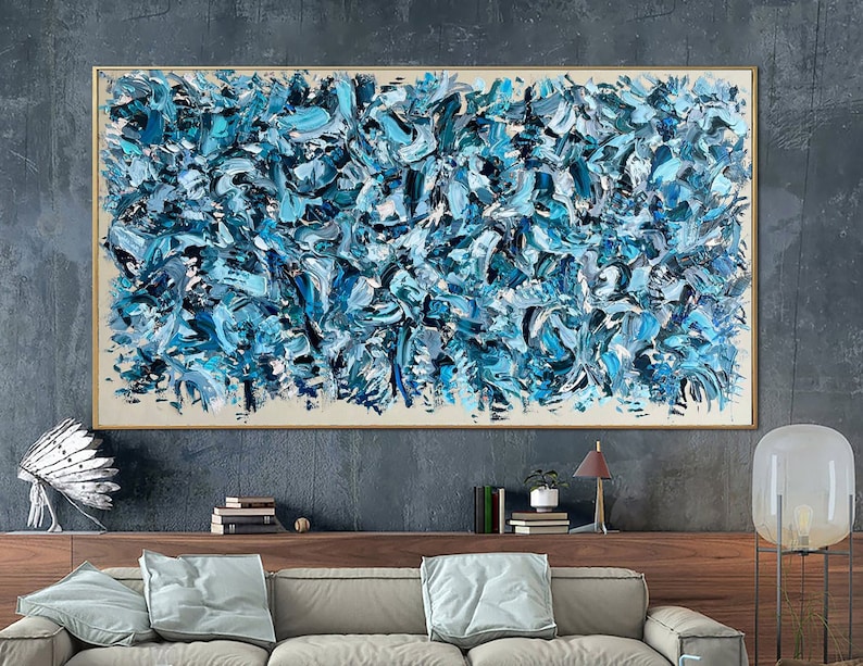 Blue Painting on Canvas Abstract Art Original Impasto Painting Etsy