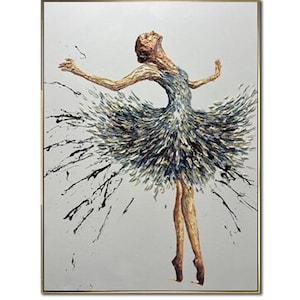 Original Abstract Acrylic Ballerina Painting on Canvas Impasto Dance Art Dance Bold Dance Painting Contemporary Wall Decor for Home 40&quot;x30&quot;