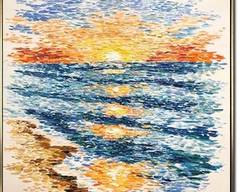 Vivid OriginalOcean Sunset Abstract Painting