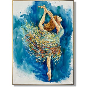 Abstrakte Ballerina Gemälde auf Leinwand Impasto Farbige Kunst Anmutige Tänzerin Elegante Ballettkunst Geschenk für Tanzliebhaber für die Wanddekoration zu Ihrem Haus