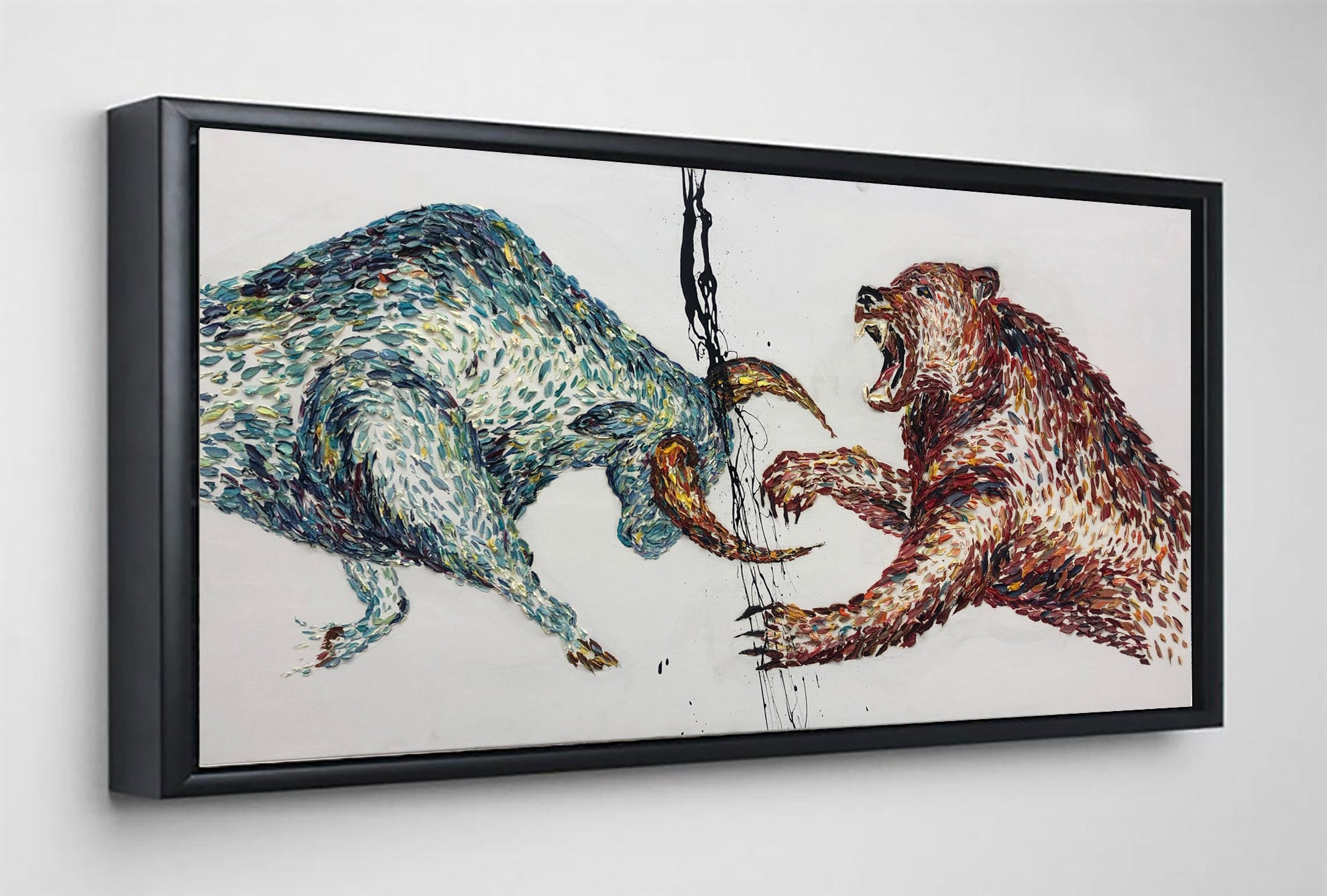 Bull And Bear Paintings On Canvas Wall Street Wall Art Bull vs | Etsy