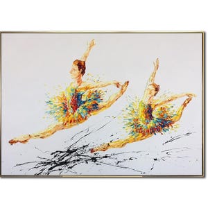Große bunte abstrakte Ballerina Gemälde auf Leinwand Lebendige Tänzer in Bewegung Kunst Moderne Impasto Figurative Malerei für Wohnzimmer Dekor