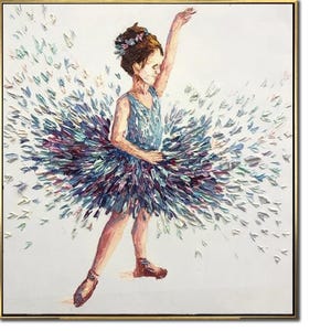 Abstract Ballerina Oil Painting On Canvas Little Ballet Dancer Art Impasto Girl Painting Wall Decor