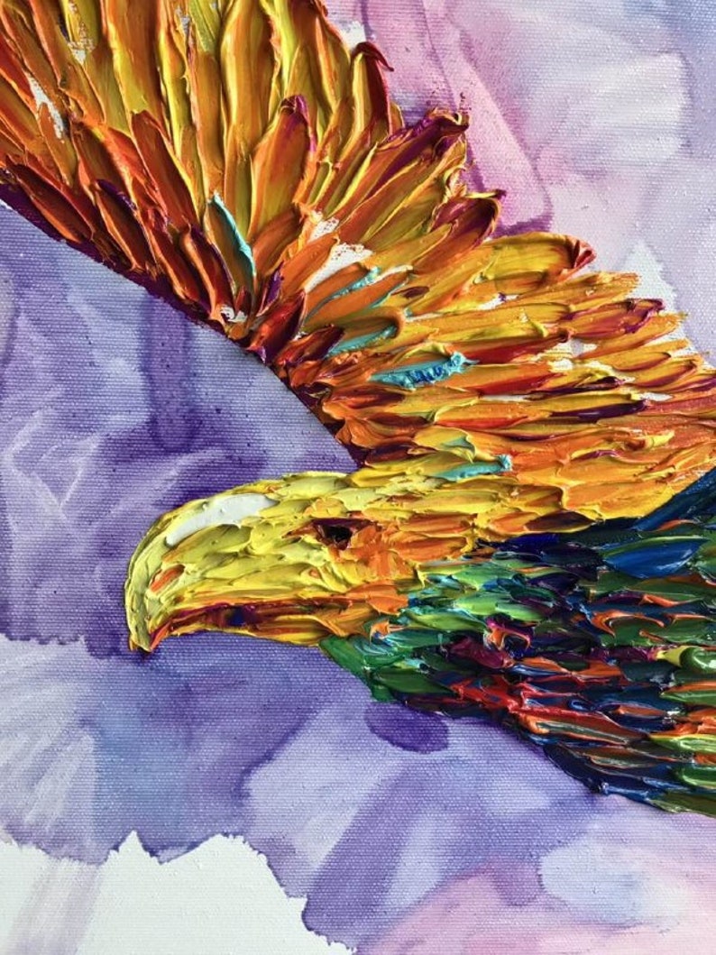 Original Eagle Painting on Canvas Impasto Oil Bird Painting - Etsy
