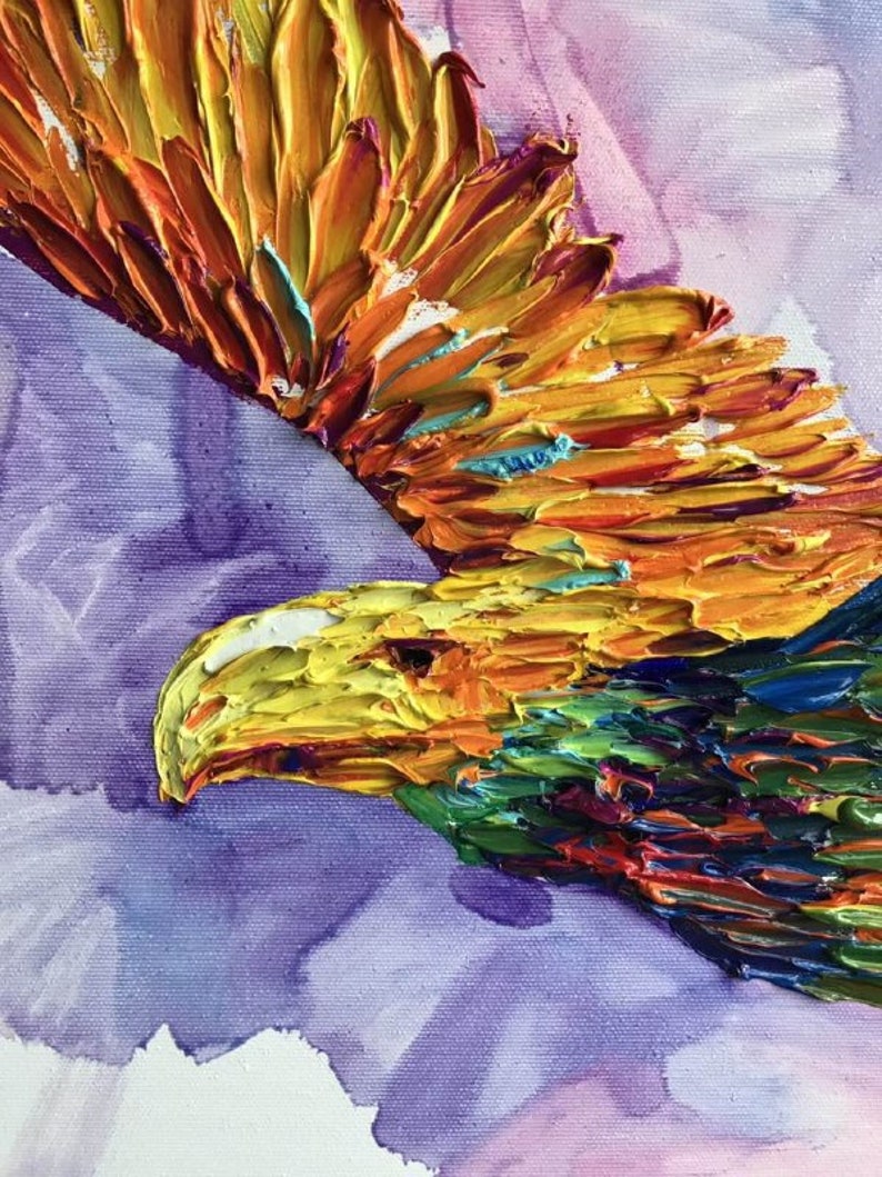 Original Eagle Painting on Canvas Impasto Oil Bird Painting Etsy