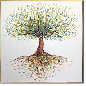 Large Abstract Colorful Tree of Life Painting on Canvas