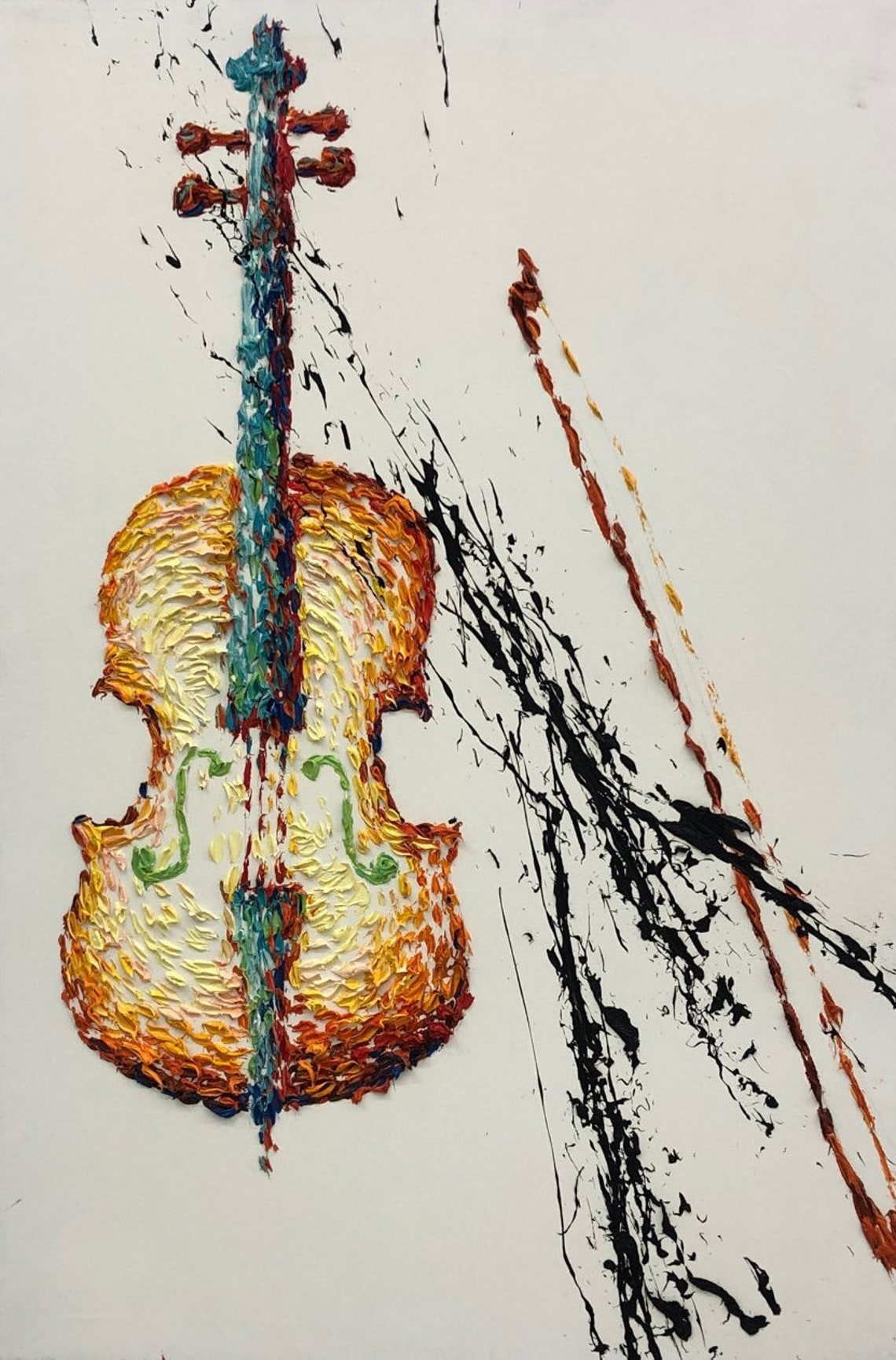 30x20 Large Violin Painting Original Abstract Music Etsy
