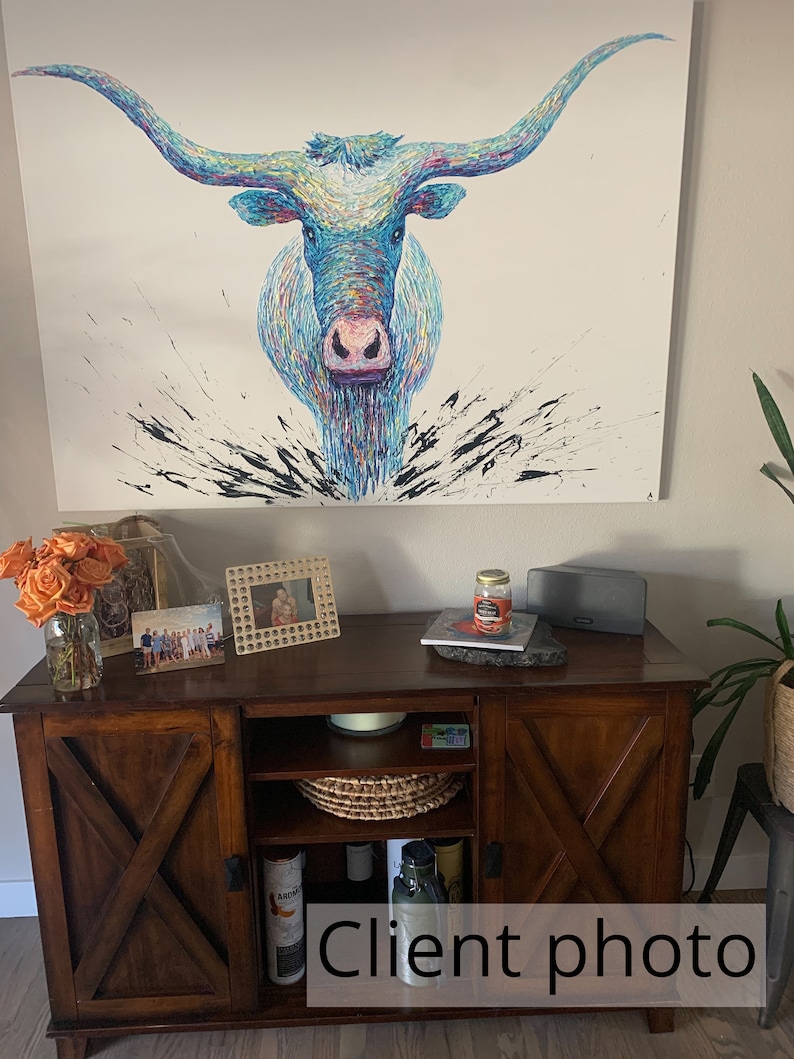 Original Abstract Longhorn Paintings on Canvas Abstract Etsy