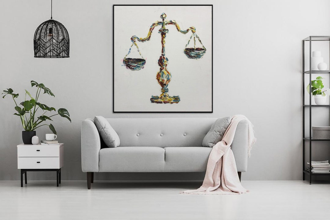 Scales of Justice Wall Art, Textured Lawyer Office Decor, Modern Legal ...