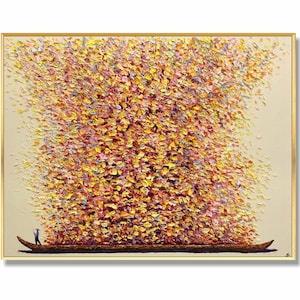 Abstrakte Bunte Boot Impasto Malerei Auf Leinwand Kreative Lebendige Palettenmesser Stil Kunst Abstrakte Reise Strukturierte Kunst Hauswanddekor