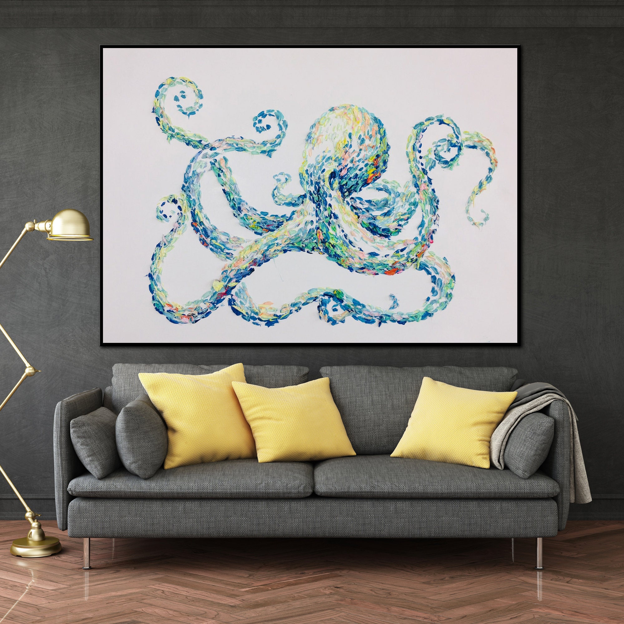 Oversized Painting Oil Painting Canvas Art Octopus Painting | Etsy