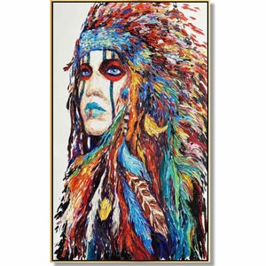 Native Woman Painting – Bold Abstract Tribal Wall Art
