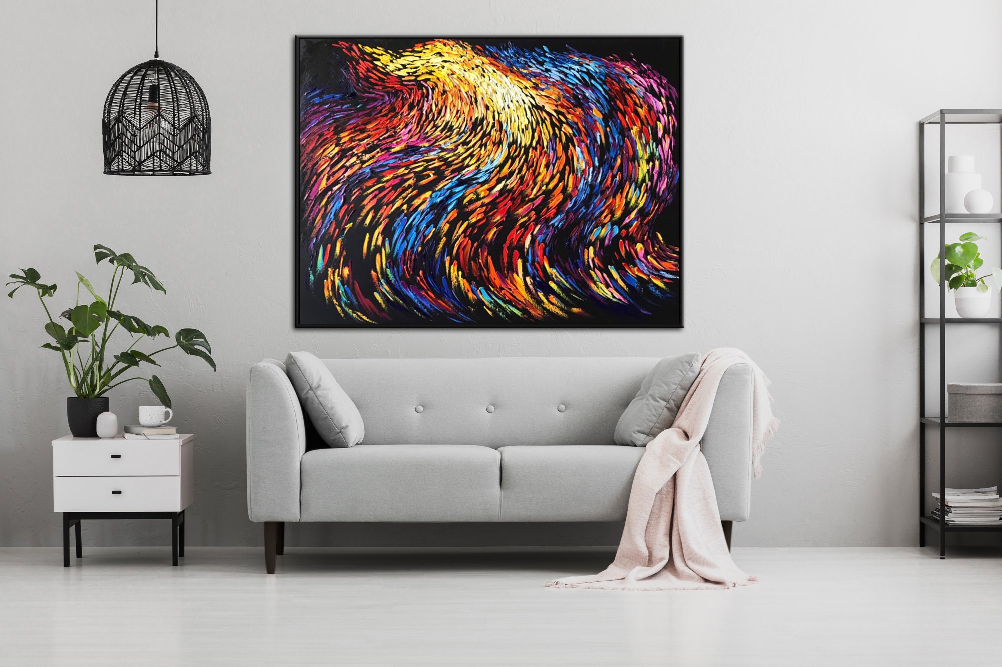 Extra Large Original Abstract Colorful Oil Waves Paintings on | Etsy