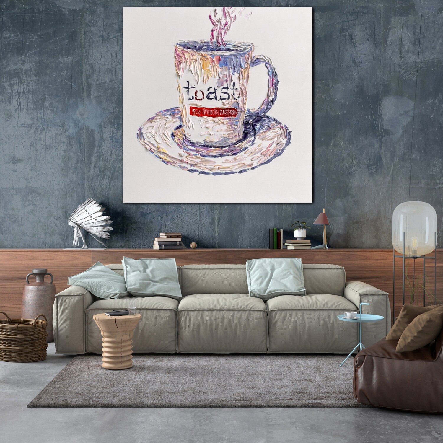Large Original Abstract Painting Cup Of Coffee Food Painting Etsy