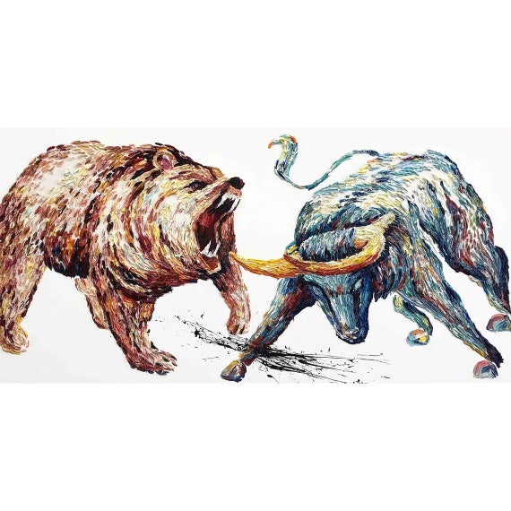 Abstract Bull Vs Bear Art Digital Instant Download Colorful - Etsy