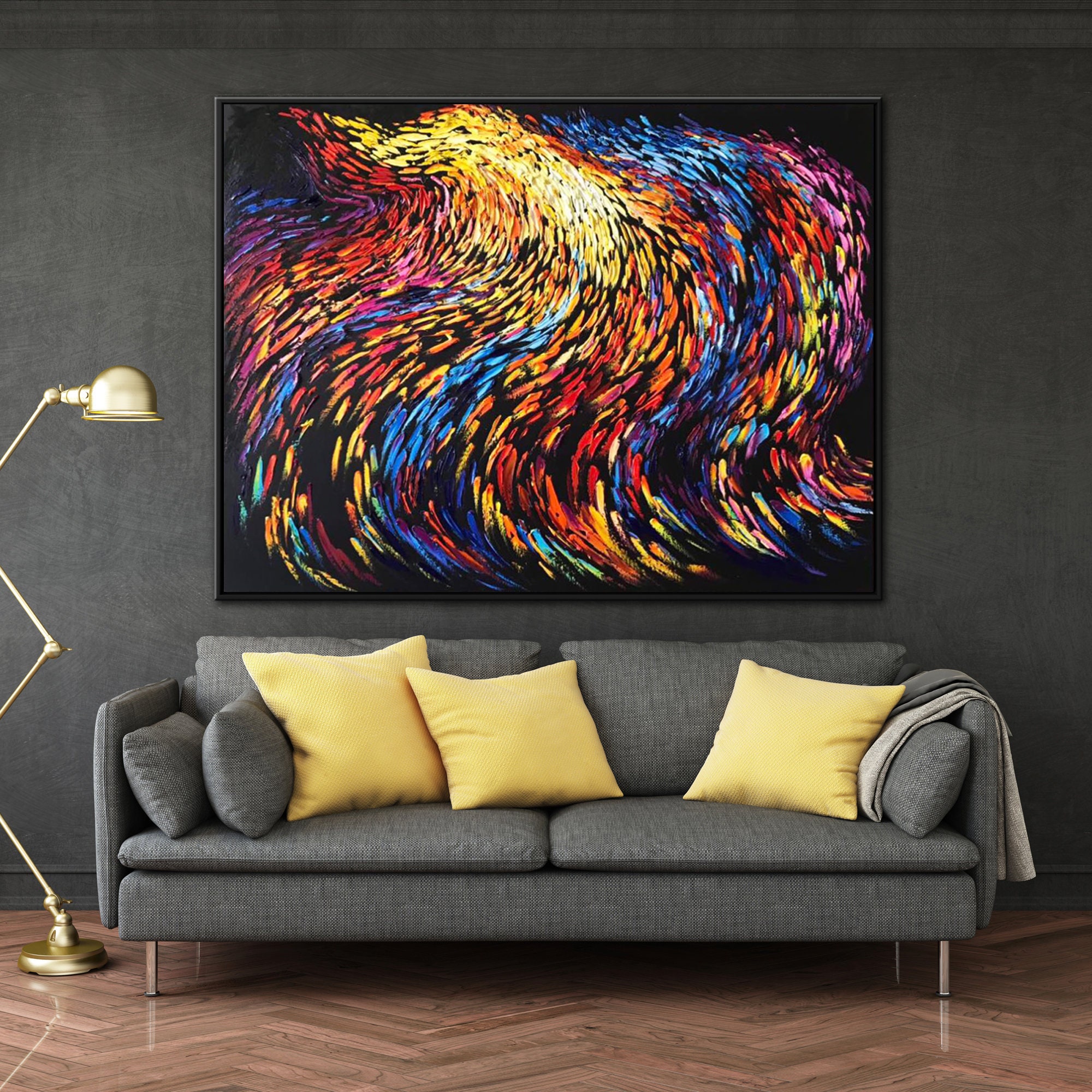 Extra Large Original Abstract Colorful Oil Waves Paintings on | Etsy