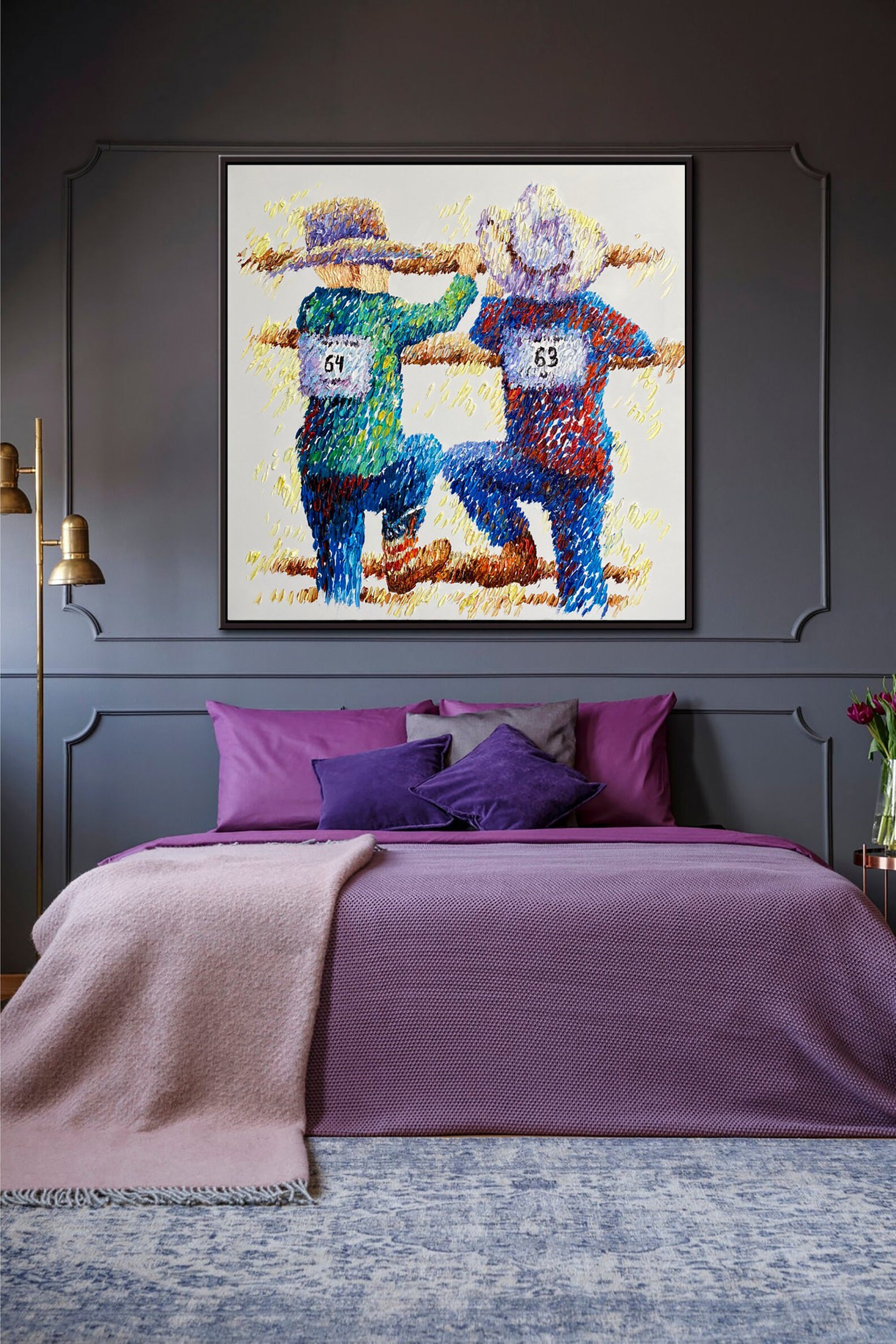 カウボーイの壁アート、西部風の子供部屋の装飾、カウガールのアート