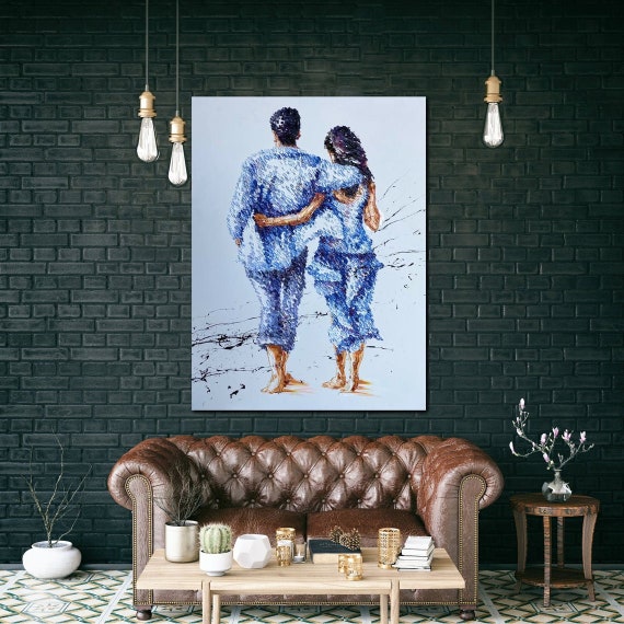 Original Painting Abstract Large Painting Love Couple Romantic Painting  Romantic Wall Art Unique Wall Art Large