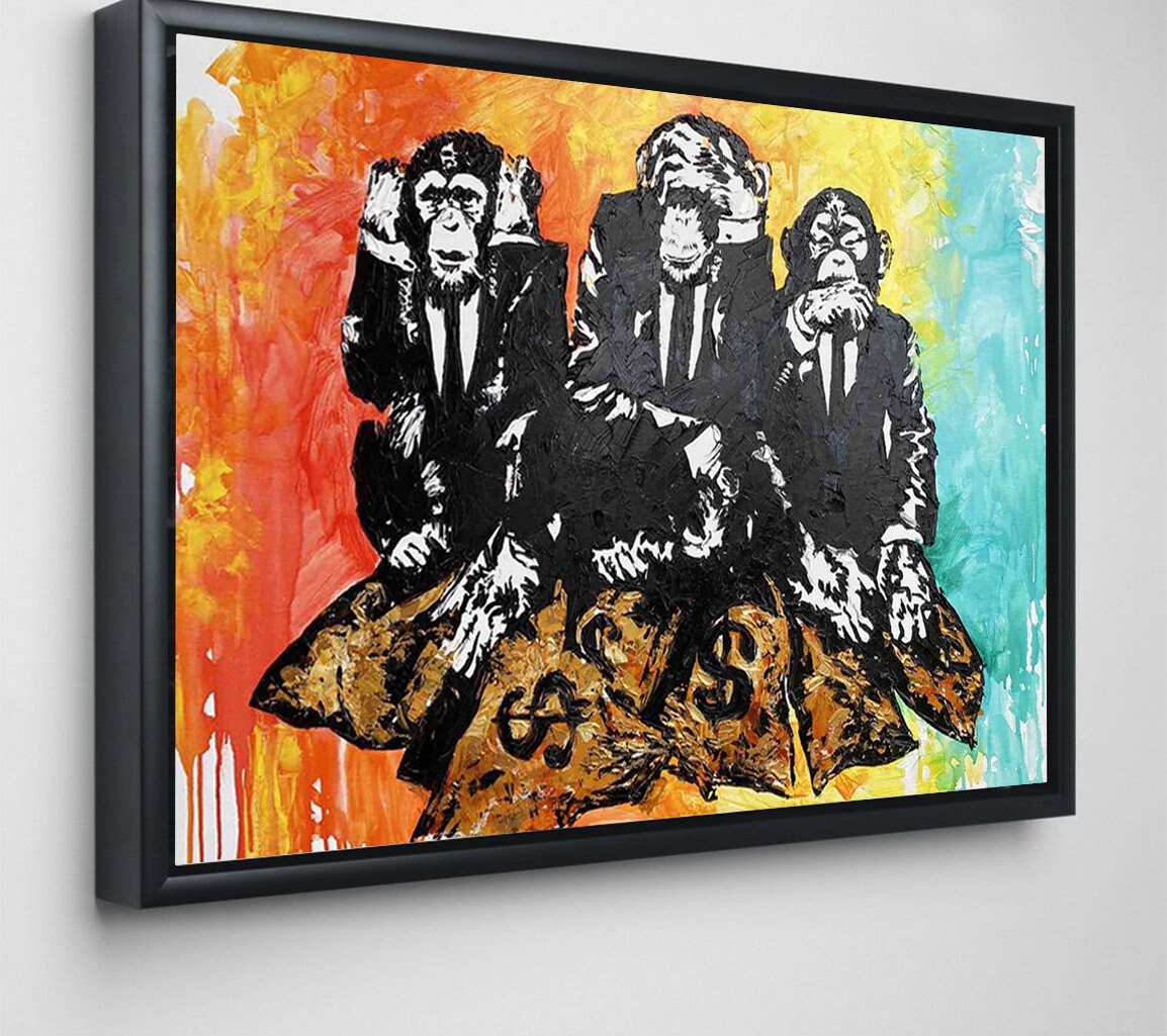 Large Canvas Art Abstract Monkey Paintings on Canvas Street Etsy