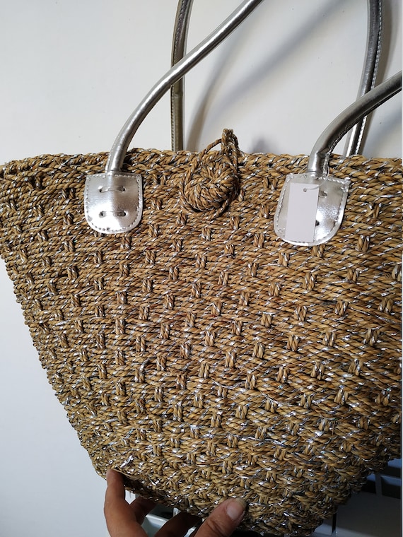 silver sequin beach bag