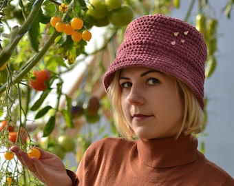 Formal hat with Swarovski element, cloche soft and warm hat