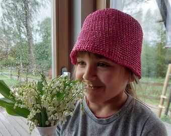 Hot Bucket pink hat, Summer hat, Hand crochet