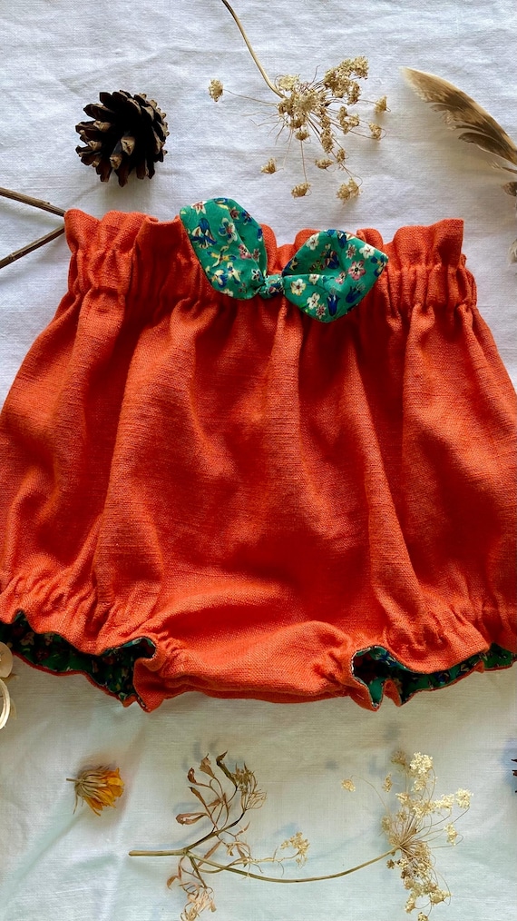 Bloomers- Pumpkin Paper Bag Bloomers (Liberty Fabric and Linen)/Halloween