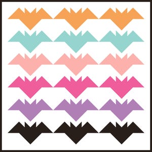 Vleermuis disco-quiltpatroon - moderne Halloween-quilt - beginnersvriendelijk
