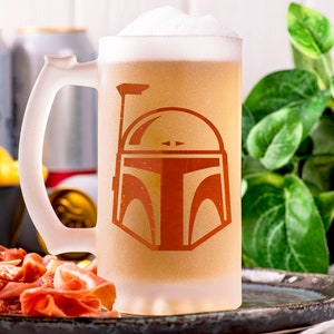 Boba Fett Glass Mug Personalized Star Wars Beer Mug Fathers Day Gift Mandalorians Mug Gift For Husband Beer Glass Gift For Him Beer Stein