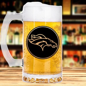 Denver Broncos Boccale da birra Stein Vetro regalo personalizzato per uomo Football americano Sport Marito Regalo Festa del papà Regalo per lui Boccale da birra k342