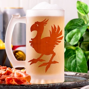 Final Fantasy Chocobo Beer Mug Glass, Personalized Gamer Gift Gift For Him Beer Stein Tankard Gift For Husband Fathers Day Gift Geek Gift