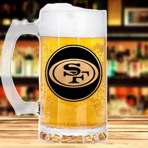 San Francisco 49ers Beer Mug Stein Glass Personalized Gift for Men American Football Husband Gift Fathers Day Gift For Him Beer Stein k362