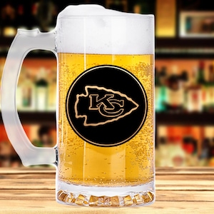 Kansas City Chiefs Beer Mug Stein Glass Personalized Gift for Men American Football Husband Gift Fathers Day Gift For Him Beer Stein k369