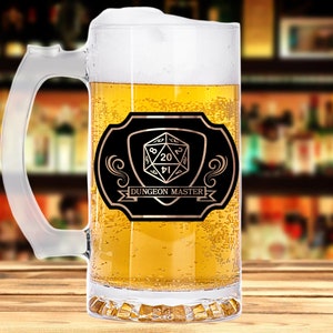 Dungeon Master Mug, Dungeon and Dragons Mug, Gamer Gift, Geek Gift, D&D Custom Beer Stein, Personalized Beer Mug Glass, Gift For Him k163