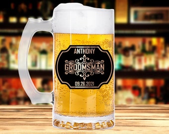 Groomsmen Beer Mug, Best Man Gift, Groom Gift, Personalized Beer Mug, Custom Beer Mug Groomsmen Gift, Gift for Groomsmen, Glass Mug k172