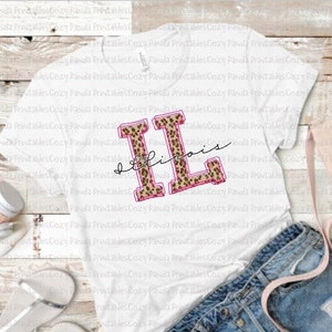 Sublimation designs downloads, Illinois Sublimation Print, PNG File, Leopard with Pink Lines, Digital Download, State Design, Chic Design