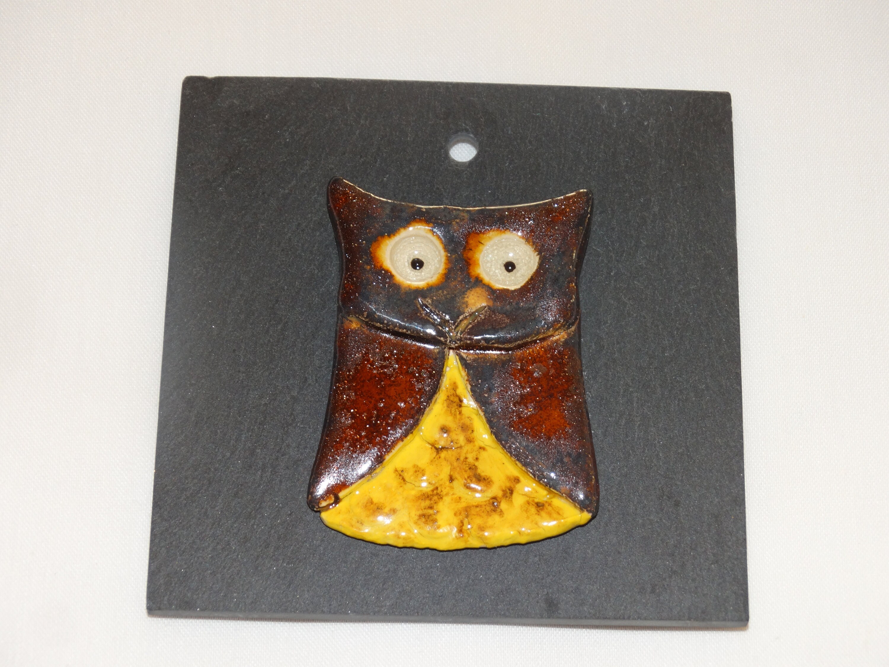 Chouette en Ceramique sur Ardoise