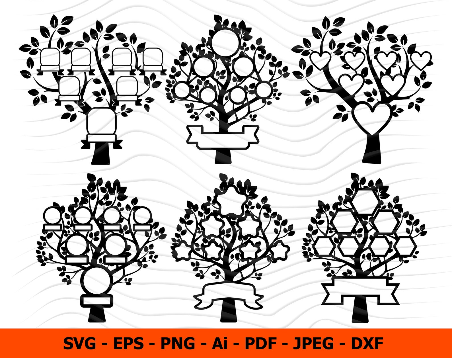 Download Family Tree SVG Family Tree Silhouette Family Tree Bundle ...