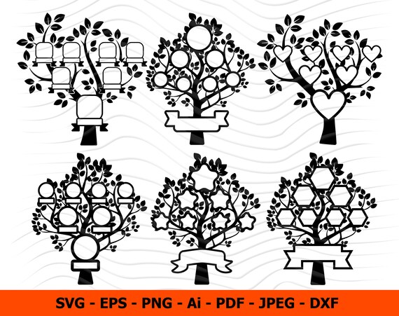 Download Family Tree SVG Family Tree Silhouette Family Tree Bundle | Etsy