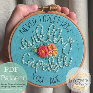 Wildly Capable PDF Pattern for Embroidery *no physical item will be sent*