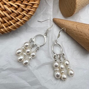 Handmade • Real fresh water pearl earrings • 925 SterlingSilverPlated• Christmas gift • Unique • Tear drop shape • Wedding Jewelry