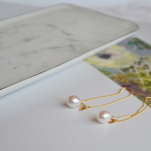 Handmade • Real fresh water  pearl earrings • 18k plated gold • Wedding • Unique • Tear drop pearls • Wedding Jewelry