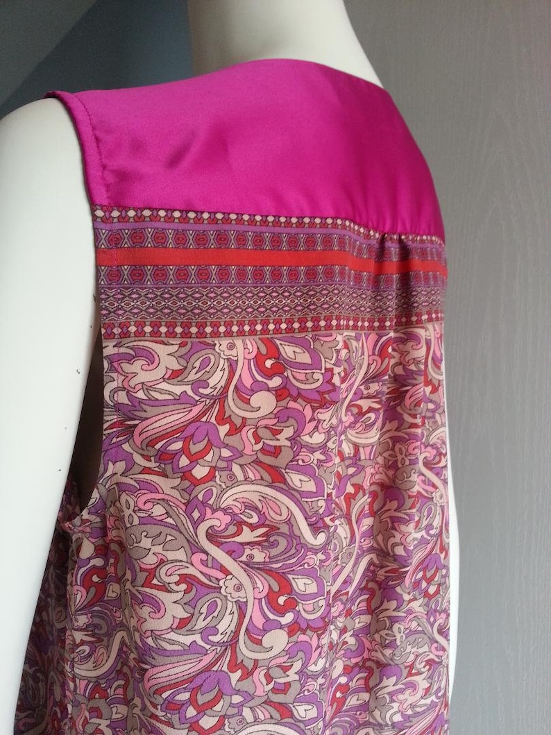 Pink floral silky ladies luxy vintage boho blouse