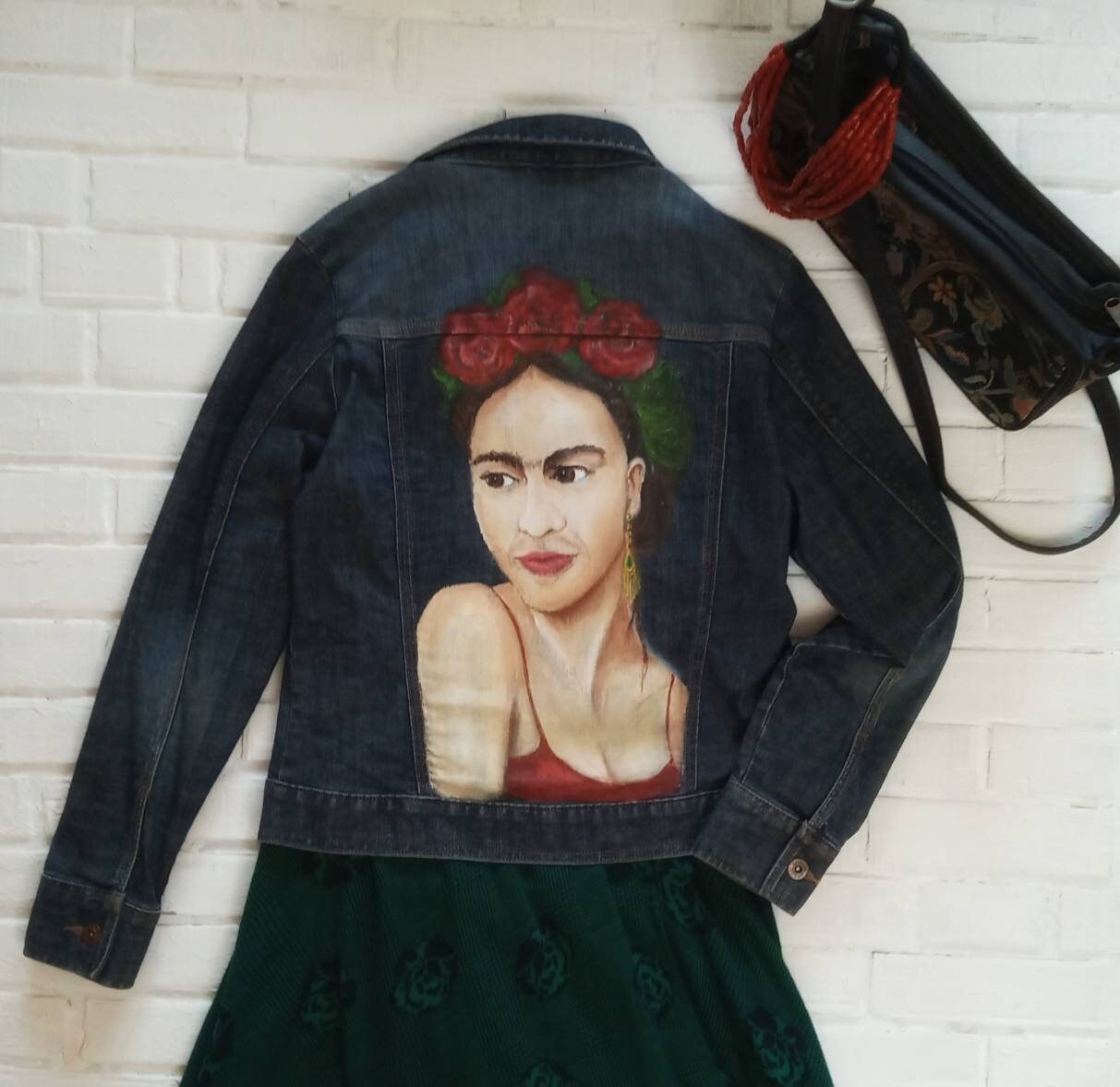 Blue Jeans Jacket With Frida Kahlo Hand Painted of Frida Denim - Etsy