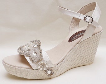 Zapatos de novia cuñas, Cuñas para novia, Sandalias de dama de honor, Zapatos de dama de honor, Zapatos cómodos para boda,