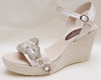 Hochzeitsschuhe Keile, Keile für Bräute, Brautjungfern Sandalen, Brautjungfern Schuhe, bequeme Schuhe für die Hochzeit,