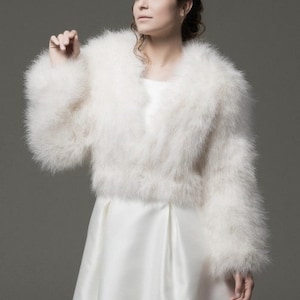 Natural feather bridal bolero by order; Bridal bolero